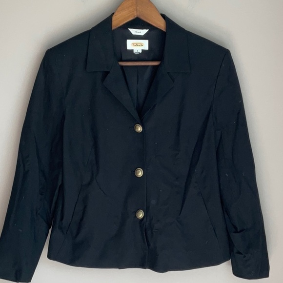 Talbots Stretch Blazer Black with Gold Buttons 6 - Picture 1 of 6
